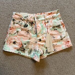 Alice + Olivia Pastel Floral High Waist Shorts